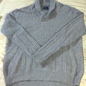 Wallin & Bros 100%-Lambs Wool Sweater Mens Pullover Gray Cableknit/XL